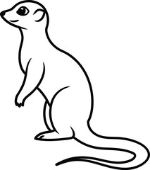 Cartoon Meerkat Standing Alert on White Background animal drawing