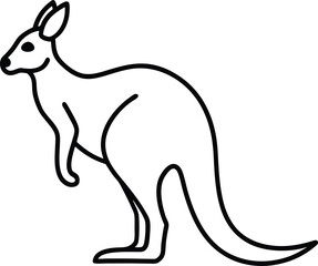 Outline Illustration of a Kangaroo with a Pouch on a White Background marsupial animal