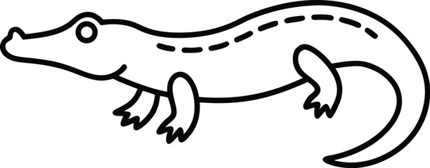 Simple Line Drawing of an Alligator on a White Background crocodile reptile