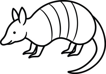 Outline Illustration of an Armadillo on a White Background animal wildlife