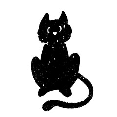 Decorative doodles of a black cat.Vector graphics.