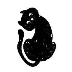 Decorative doodles of a black cat.Vector graphics.