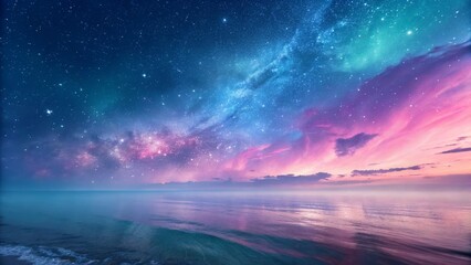 Magical Starry Night Sky Over Calm Ocean