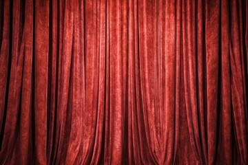 Red velvet stage curtains