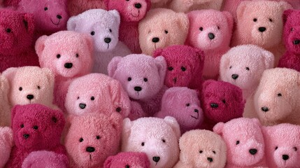 Obraz premium seamless pattern of fluffy pink toy bears with dense cute arrangement