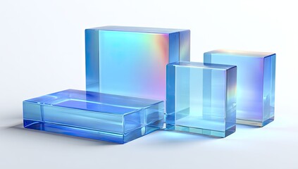 Three-dimensional translucent blue glass blocks