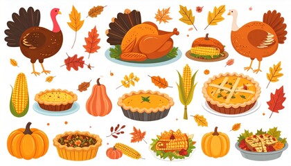 Thanksgiving Feast Illustration with Seasonal Decor