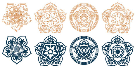 한국 전통 문양, 오각형 Korean traditional patterns, pentagons, various old traditional designs