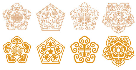 한국 전통 문양, 오각형 Korean traditional patterns, pentagons, various old traditional designs