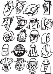 Cartoon face vector icon sheet