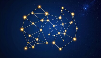 Abstract Glowing Network Design On Dark Blue Background
