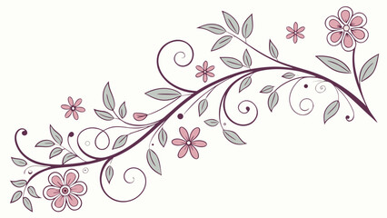 Floral Vine Border Illustration, Nature, Graphic Art, Whimsical Design, Elegant Decor