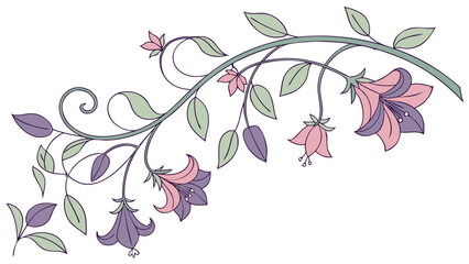 Fototapeta premium Floral Vine Border Design, Botanical Art, Elegant Decoration, Graphic Illustration, Digital Craft, Nature Inspired