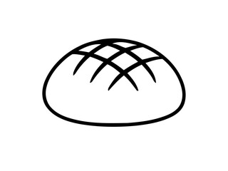 Simple Outline of a Loaf of Bread with Sliced Top on White Background
