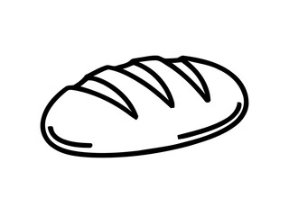 Loaf of Bread, Freshly Baked, Contour Style Illustration