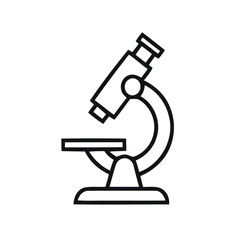 Microscope Line Icon on White Background for Science or Healthcare