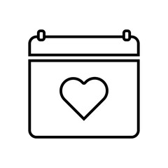 Calendar heart icon. Favorite date mark. Important event Vector. Romantic day symbol.