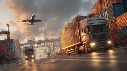 Fototapeta premium Dynamic transportation and logistics concept showcased with motion