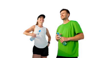 Engaging in a refreshing chat after a workout at the park
