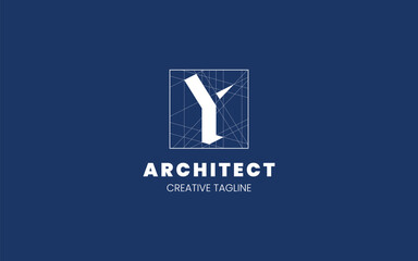 Letter Y Architect logo with technical sketch style for architecture or construction company