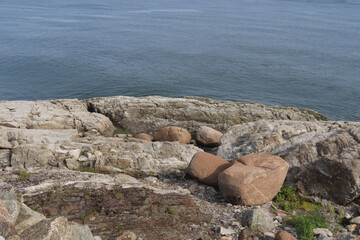 Coast and geology formation along the St-Laurent river. Riverside in Charlevoix in Quebec country....