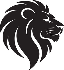 Obraz premium Elegant black and white lion head profile silhouette design for logo or branding