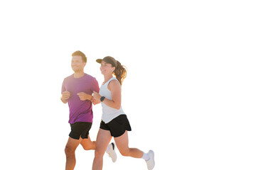 Morning joggers enjoying a lively run along the beachside path