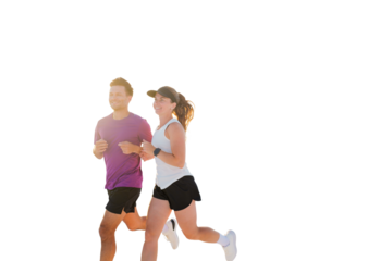 Morning joggers enjoying a lively run along the beachside path