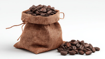 Dried bean spill out from bag, creating feeling of rustic charm and abundance, showcasing natural texture and rich color