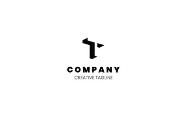 Letter T 3D logo with isometric bottom right view for your company