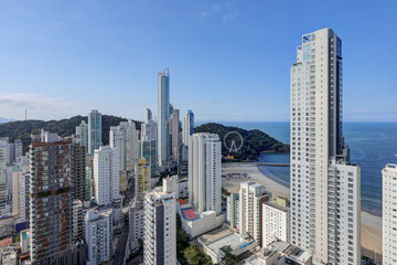 Balne&aacute;rio Cambori&uacute; Skyline Over Central Beach, Santa Catarina, Brazil