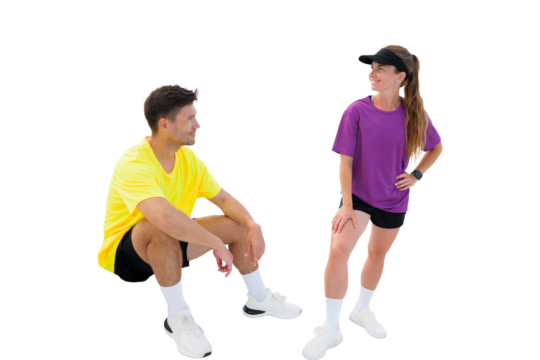 Two fitness enthusiasts share a moment of joy during a workout session