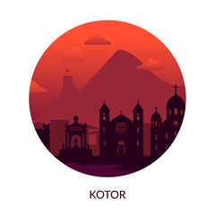 Kotor A Beautiful, Scenic Silhouette Captured at Sunset, Perfect for Travel and Exploration