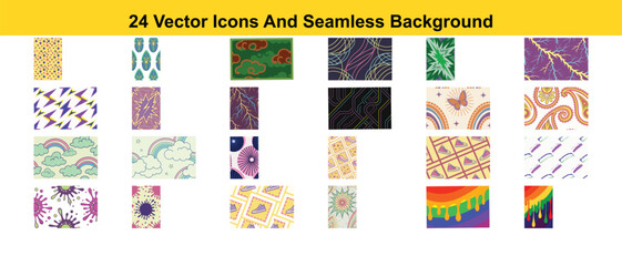 Colorful abstract patterns and icons vector