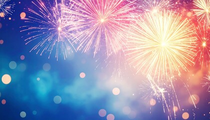 幻想的な花火が輝く夏の夜空