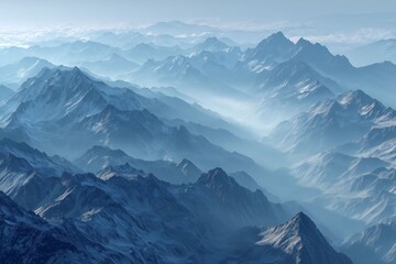 Majestic Mountain Range Under Blue Sky