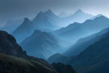 Misty Blue Mountain Range