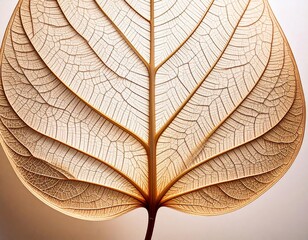 Obraz premium Detailed Leaf Skeleton with Intricate Veins and Brown Tones in Natural Light