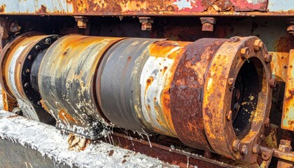 Heavily Rusted Metal Cylinder with Bolts and Oxidized Surface Detail