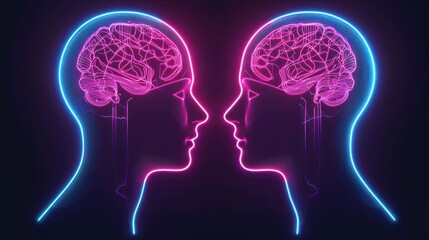 Obraz premium Two faces with connected brains