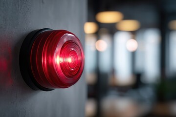 Obraz premium Red emergency alert button on a wall