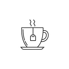 Hot coffee and tea cups, mugs, and vector icons for a cafe beverage break