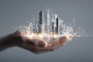 A hand holds a digital city model (4)