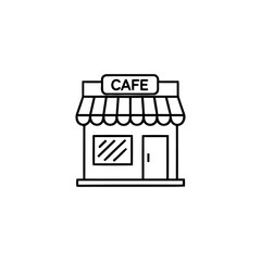 Icon featuring a cafe storefront design house, suitable for business architecture illustrations