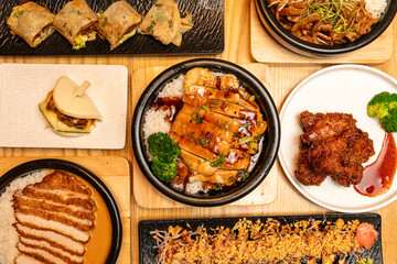 Asian food flat lay composition