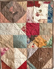 Detailed Patchwork Quilt with Geometric Shapes in Muted Colors for Craft Projects