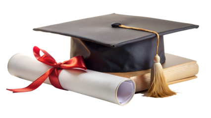 graduation cap and diploma