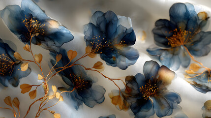 Floral silk fabric texture