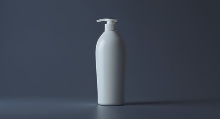 Blank White Pump Dispenser Bottle on Dark Background for Cosmetic and Skincare Product Mockup