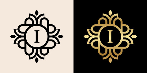 Letter I with luxury ornament logo, for boutique, beauty, shop, jewelry industry, beauty and fashion.